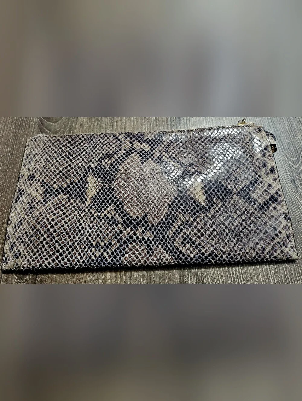 Authentic Michael Kors Snakeskin Large Wristlet Wallet with gold logo